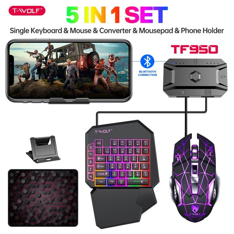 T-Wolf Tf950 5 in 1 Set Tastie - Gaming Keyboard 1 Hand recensione e prezzo